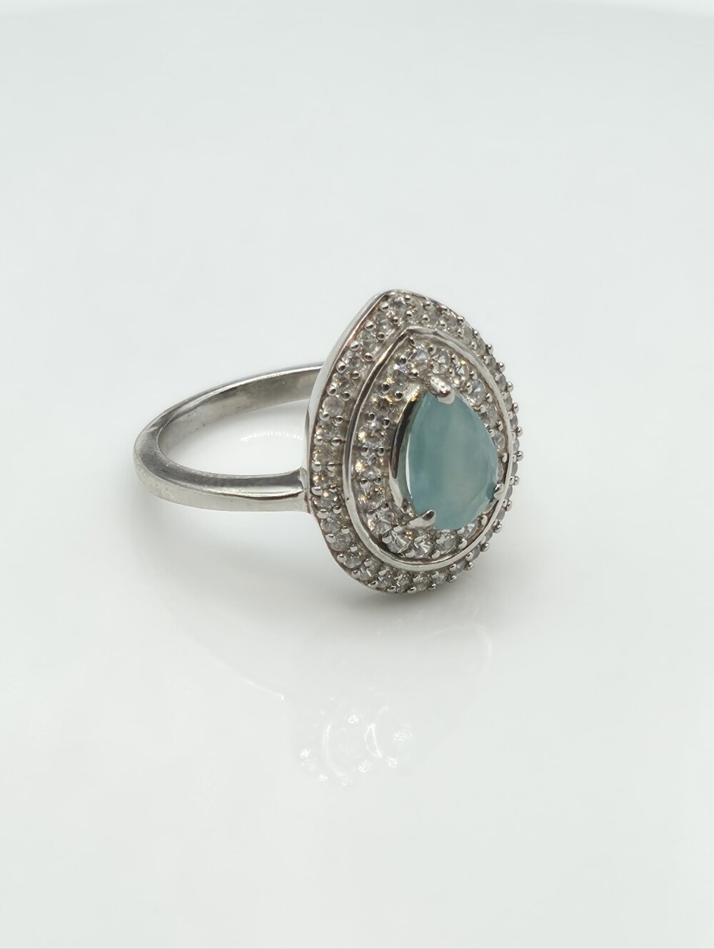NWT Rare Grandidierite And Zircon Double Halo Ring - Picture 4 of 8